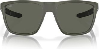 Costa 57mm Polarized Square Sunglasses in Matte Olive/Gray 580G at Nordstrom