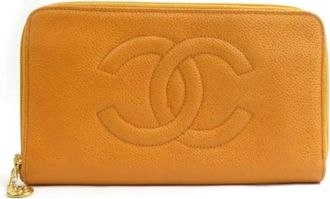 Chanel Pre-owned Wallets, female, Orange, Size: ONE SIZE Pre-owned Vintage Leather Wallet