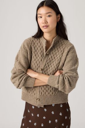 Levi's Charlotte Crewneck Cardigan - Donna - XS - Beige / Mushroom Heather