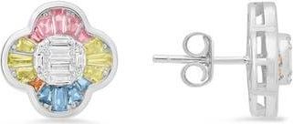 Queen Jewels Pastel Clover Stud Earrings in Silver at Nordstrom Rack