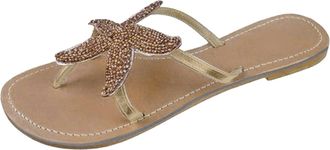 Generic Women Flat Sandals Breathable Cute Bling Rhinestone Pearl Flat Slippers Summer Open Toe Slide Beach Swimming Flip Flops Dressy Casual Walking Shoes (R