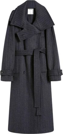Sportmax Trench Gessato In Pura Lana - Runway - Antracite-Donna