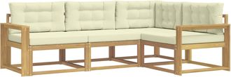 vidaXL Conjunto De Sof&aacute;s De Exterior 3 Uds. Blanco Y Crema Poli&eacute;ster Vidaxl