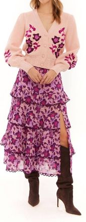 Allison New York Piper V-Neck Cardigan In Pink