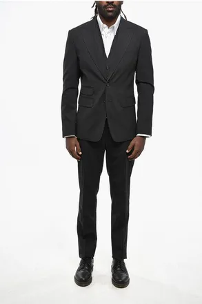 Dsquared2 Abito 3 Pezzi in Misto Lana con Design Gessato taglia 52