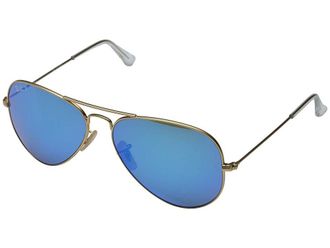 Ray-Ban RB3025 Mirrored Aviator Sunglasses Metal Frame Fashion Sunglasses Matte Gold/Blue Mirror Polar : 58mm, Metal Frames