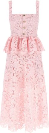 Self Portrait Pink Lace Peplum Midi Dress