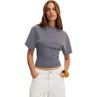 Cotton On Womens Blair Batwing Short Sleeve Tee in Madi Stripe Cosmic Star Dark at Nordstrom, Size X-Large