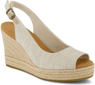 Toms Camilla Slingback Espadrille Peep Toe Platform Wedge Sandal in Natural at Nordstrom, Size 7.5