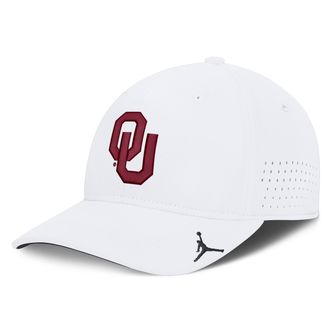 Nike Mens Oklahoma Sideline Practice Jordan Brand Dri-FIT College Hat in White | JC5B10AOKN-3XB