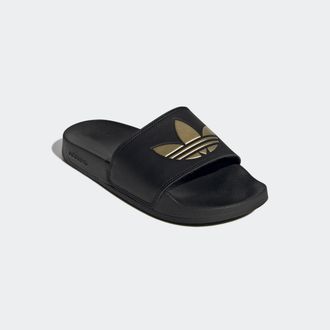 adidas Badesandale ADIDAS ORIGINALS LITE ADILETTE, Damen, Gr. 40,5, schwarz (core schwarz, core schwarz, matte gold), Synthetik, Schuhe Badesandale