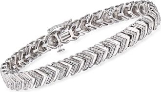 Ross-Simons Diamond Chevron-Link Bracelet in Sterling Silver