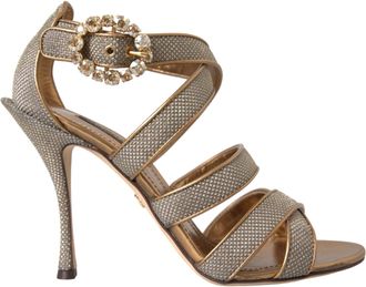 Dolce & Gabbana Bronzen Kristallen Strap Sandalen Schoenen