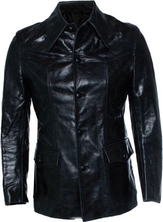 Sankuanz Black leather distressed jacket