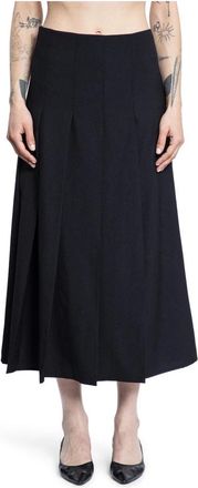 STUDIO NICHOLSON Zwarte Geplooide Asymmetrische Wollen Rok - Dames - Midirokken - Zwart - S - Wol - Rokken