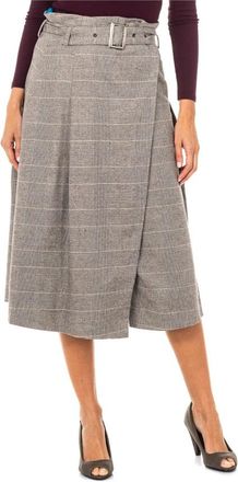 La Martina High-Waisted Flared Rok met Gespceintuur - Dames - Midirokken - Grijs - L - Rokken