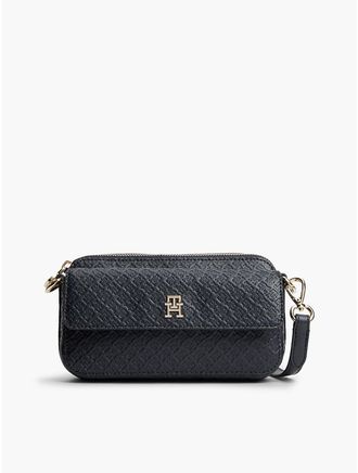 Tommy Hilfiger Womens Allover Monogram Crossbody Bag - Space Blue