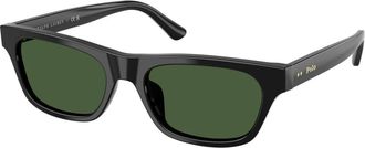 Polo Ralph Lauren Rechthoekige Zonnebril - Dames - Zonnebrillen - Zwart - 53 MM - Accessoires