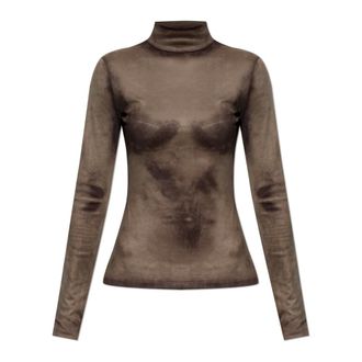 Acne Studios Long Sleeve Tops, female, Brown, Size: XL Printed Turtleneck