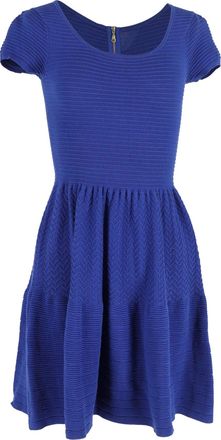 Sandro Textured Knit Mini Dress in Blue Cotton