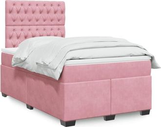 vidaXL Vidaxl - Cama Box Spring Con Colch&oacute;n Terciopelo Rosa 120x200 Cm