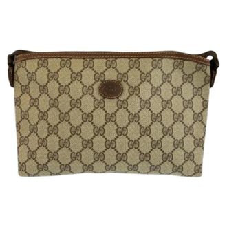 Gucci Pre-owned Clutches, female, Beige, Size: ONE SIZE Pre-owned GG Supreme Canvas Clutch Bag