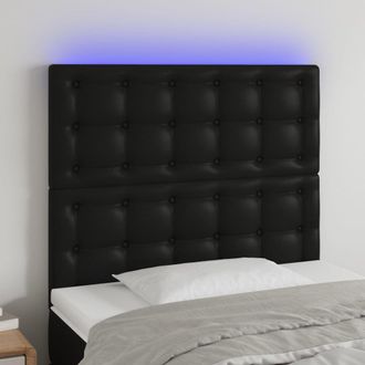 vidaXL Cabecero Con Luces Led Cuero Sint&eacute;tico Negro 80x5x118/128 Cm Vidaxl