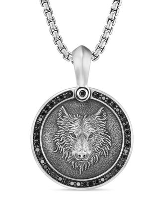David Yurman sterling silver Petrvs Wolf diamond amulet (30.3mm) - men - Black Diamond/Sterling Silver - OS