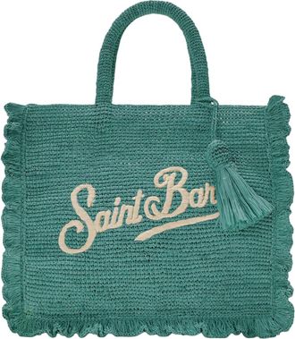 MC2 Saint Barth Textured Raffia Bag With Contrasting Logo