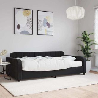vidaXL Sof&aacute; Cama Con Colch&oacute;n Terciopelo Negro 100x200 Cm Vidaxl