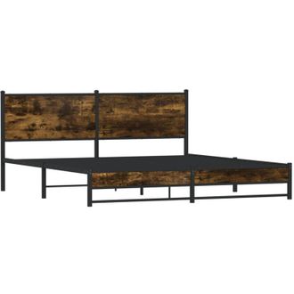 vidaXL Vidaxl - Estructura De Cama Sin Colch&oacute;n Metal Roble Ahumado 160x200 Cm