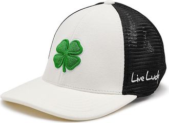 Black Clover Perfect Luck 23 Hat Baseball Caps Heather White Hat/Black Mesh/3d Green Clover : SM/MD, Polyester/Rayon/Spandex