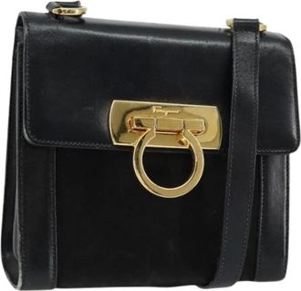 Ferragamo Pre-owned Cross Body Bags, female, Black, Size: ONE SIZE Pre-owned Leather Cross Body Bag