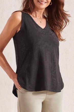 Tribal Textured Tank Top In Black