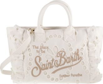 MC2 Saint Barth Bolso Mc2 Saint Barth De Algod&oacute;n Blanco Con Bordado Y Detalles De Broderie Anglaise