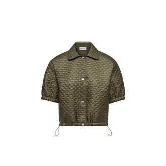 Moncler Moncler Floral-quilted Padded Short Sleeve Shirt, Women, Green, Size: 40