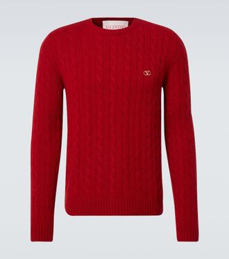 Valentino VLogo cable-knit cashmere sweater