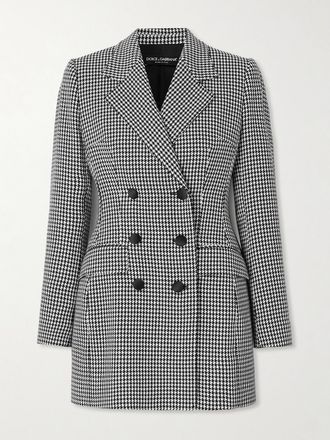Dolce & Gabbana Blazer Doppiopetto In Misto Lana Pied-de-poule - Grigio