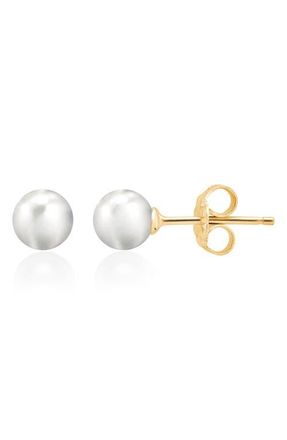 Crislu Cultured Pearl Stud Earrings in 18Kyg/Clear Stone at Nordstrom