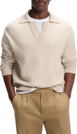 BOSS C-Ucari Long Sleeve Wool Polo Sweater in Open White at Nordstrom, Size Xx-Large