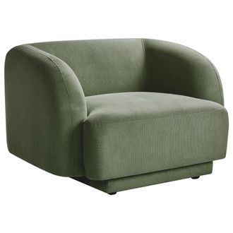 Beliani Sill&oacute;n Curvado Glam Art Deco Con Reposabrazos Tela Verde Skjanes