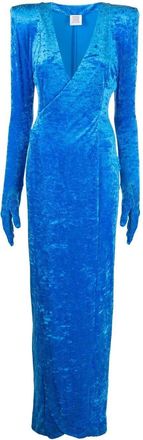 VETEMENTS padded-shoulder gown - women - Polyamide/Spandex/Elastane - S - Blue