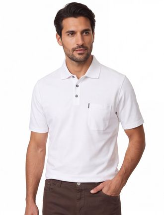 Casamoda Casa moda poloshirt wit effen korte mouw