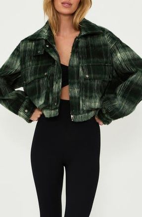 Beach Riot Isola Crop Jacket in Pine Plaid at Nordstrom Rack, Size X-Large