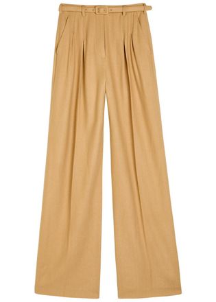 Gabriela Hearst Vargas Herringbone Cashmere and Silk-blend Trousers - Camel - 42 (UK10 / S)