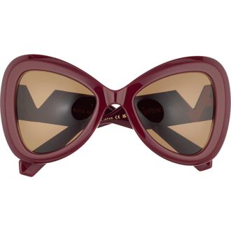 Valentino 55mm Polarized Triangular Sunglasses in Bordeaux Red at Nordstrom Rack