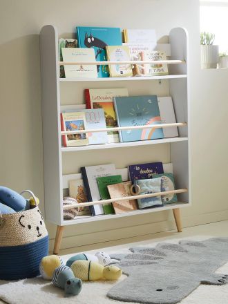 Vertbaudet Schmales Kinderzimmer B&uuml;cherregal Confetti weiss/natur