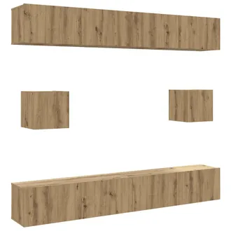 vidaXL Vidaxl - Set Mobile Tv 6 Pz Montato A Parete Rovere In Legno Multistrato