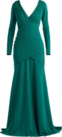 Tadashi Shoji Abito lungo plissettato - Verde