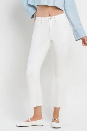 Flying Monkey Marcella High Rise Crop Flare Jeans In White